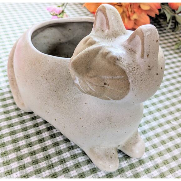 MCM David Stewart Cat Planter Lion's Valley Pottery Stoneware Vintage 1960s - Picture 3 of 10